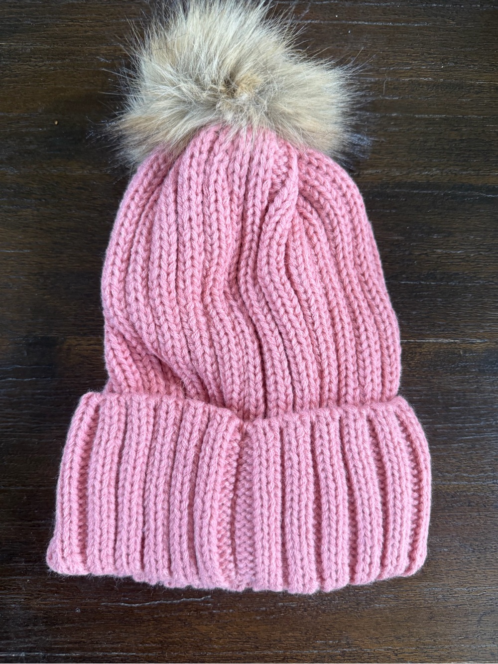 Zenana Pom-Pom Knit Beanie in Rose/Pink NWOT